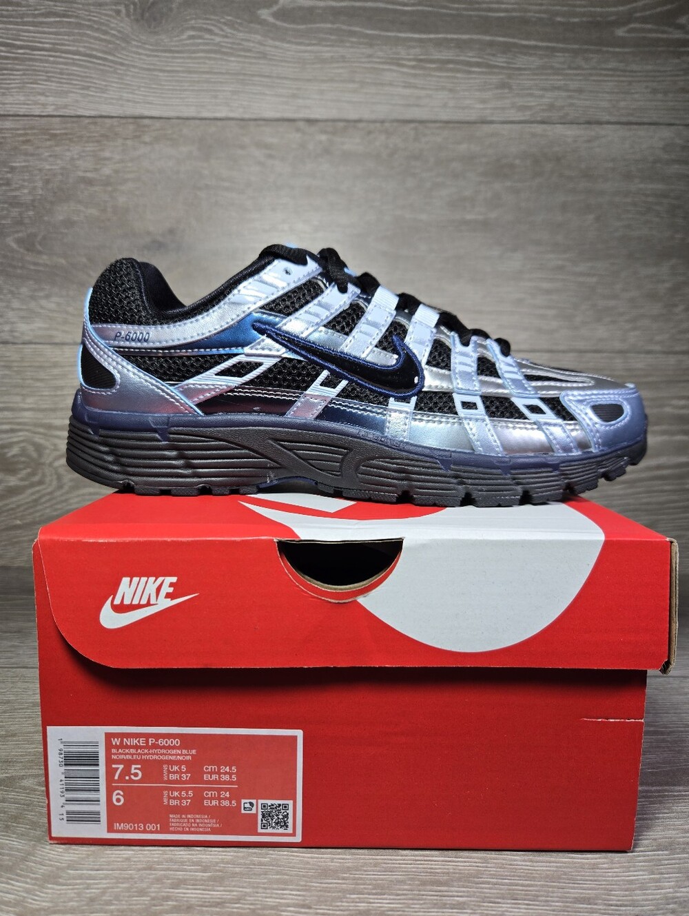 Nike P-6000 Running Shoes Black / Hydrogen Blue IM9013-001 Women's Size 7.5 New